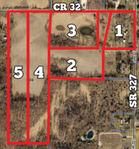 Map of property for auction in Corunna, Indiana
