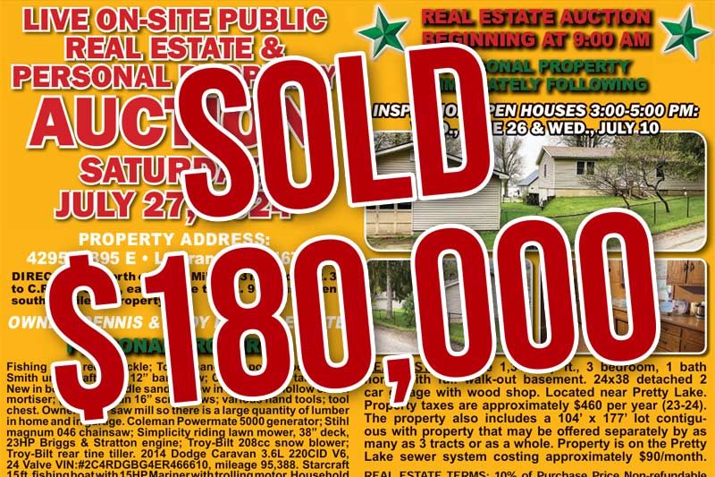 Live On-Site Public Auction: Personal Property & Real Estate in Colon, Michigan on August 30, 2024