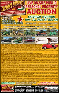 Auction flyer for Jerry & Anneliese Grogg Personal Property Auction, November 30, 2024